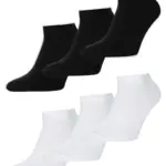 Короткі 3 білі + 3 чорні шкарпетки, набір 6пар