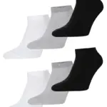 Короткі 2 білі+2 сірі+2 чорні шкарпетки, набір 6пар