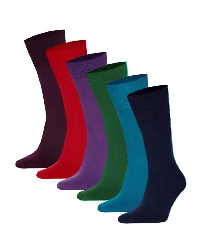 Шкарпетки Club Style — набір з 6 пар у кольорах темно-зелений, темно-фіолетовий, бірюзовий, темн-синій, червоний та чорний