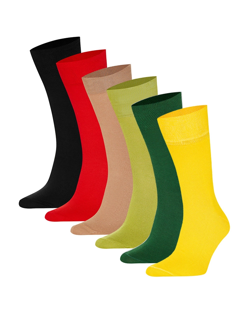 Шкарпетки Vintage Style — набір з 6 пар у кольорахчорний, яскраво-червоний, кавовий, салатовий, темно-зелений, темно-жовтий