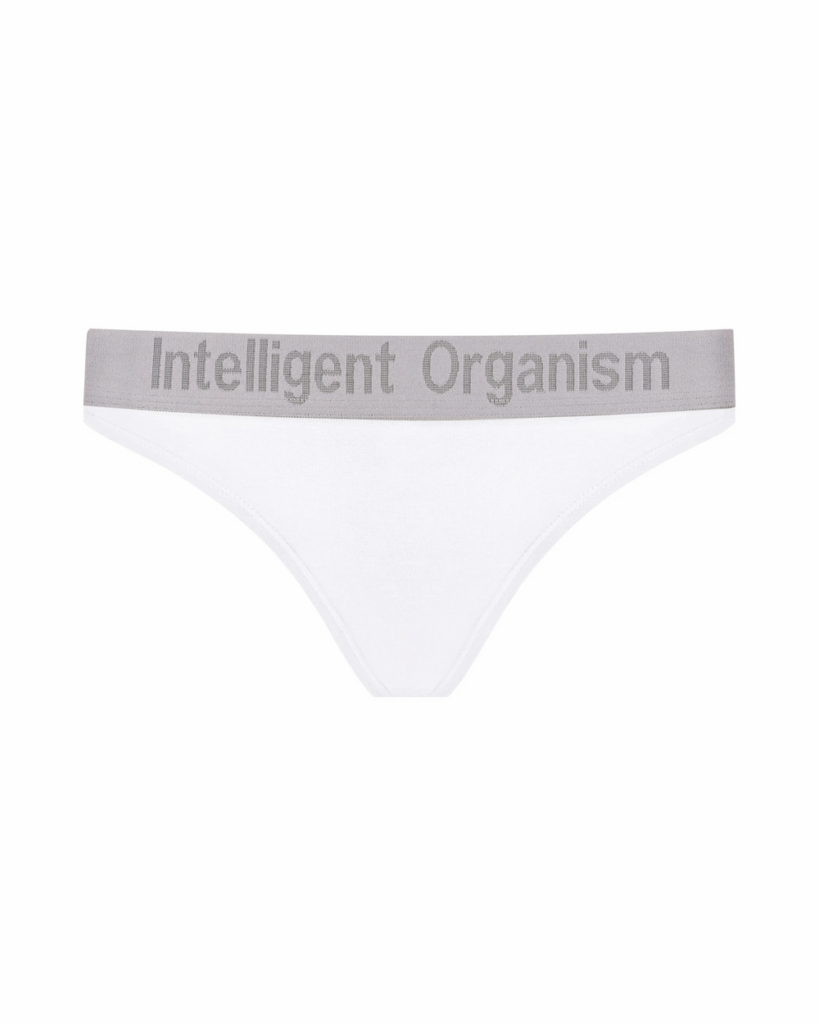 Жіночі білі стрінги з бавовни Intelligent Organism, вигляд спереду
