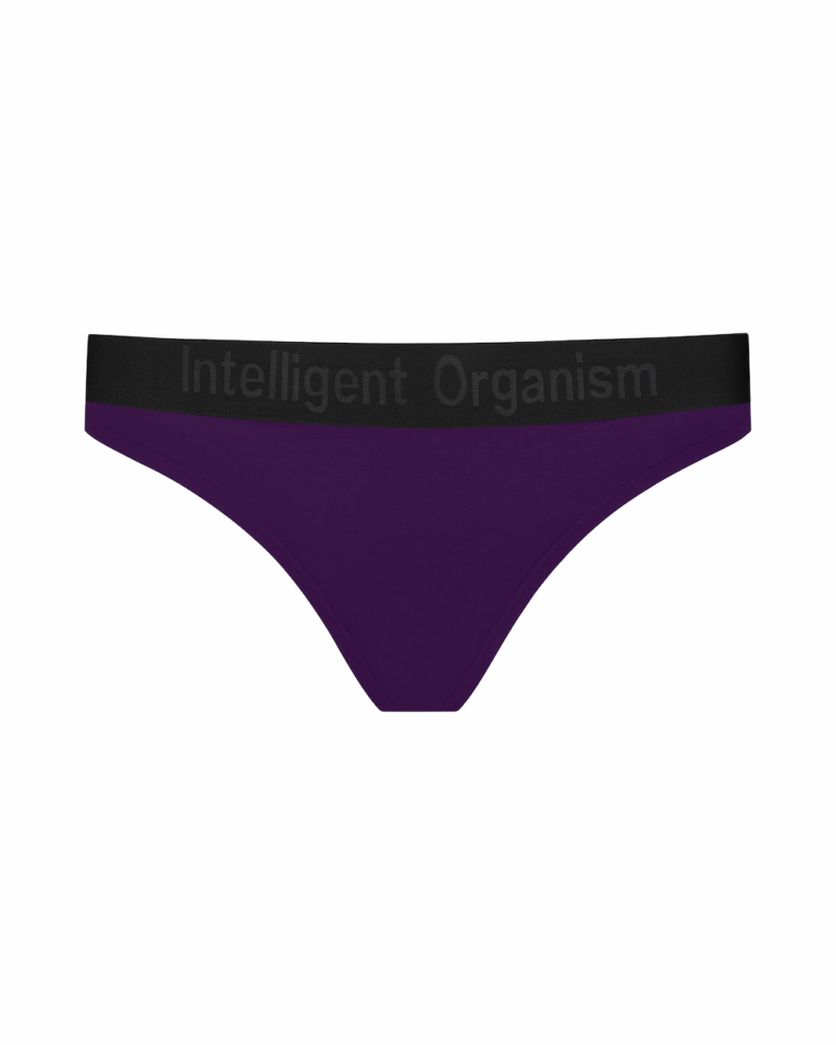 Жіночі темно-фіолетові стрінги з бавовни Intelligent Organism, вигляд спереду
