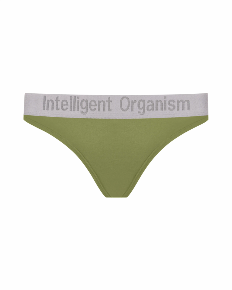 Жіночі зелені стрінги з бавовни Intelligent Organism, вигляд спереду