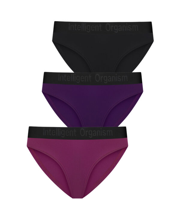 Набір жіночих бавовняних трусів сліпів Intelligent Organism Amber Style 3 штуки в упаковці (чорний, фіолетовий, сливовий)